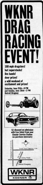 Detroit Dragway - 1966 Ad For Wknr (newer photo)